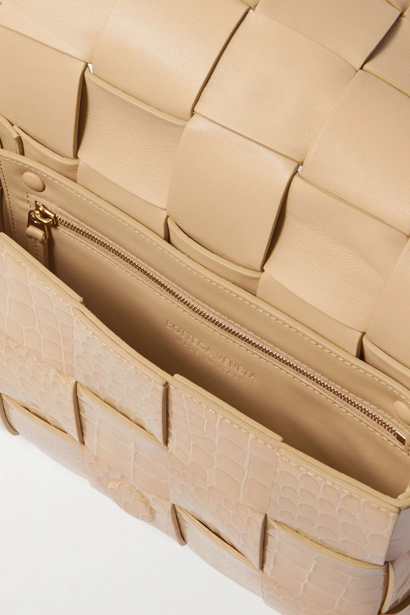 Cassette intrecciato croc-effect leather shoulder bag - 5