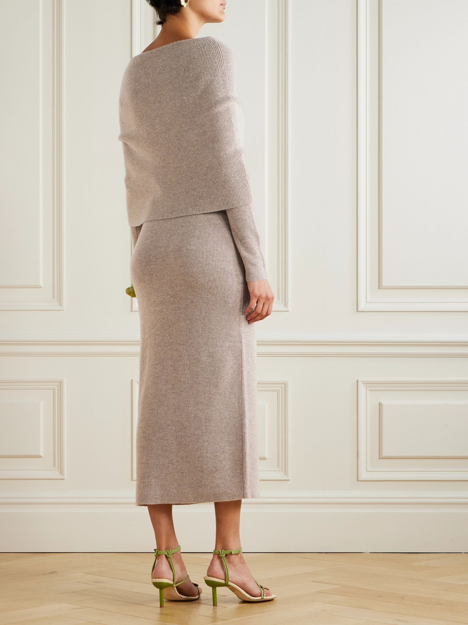 Carline off-the-shoulder wool and cashmere-blend midi dress Light brown - 3