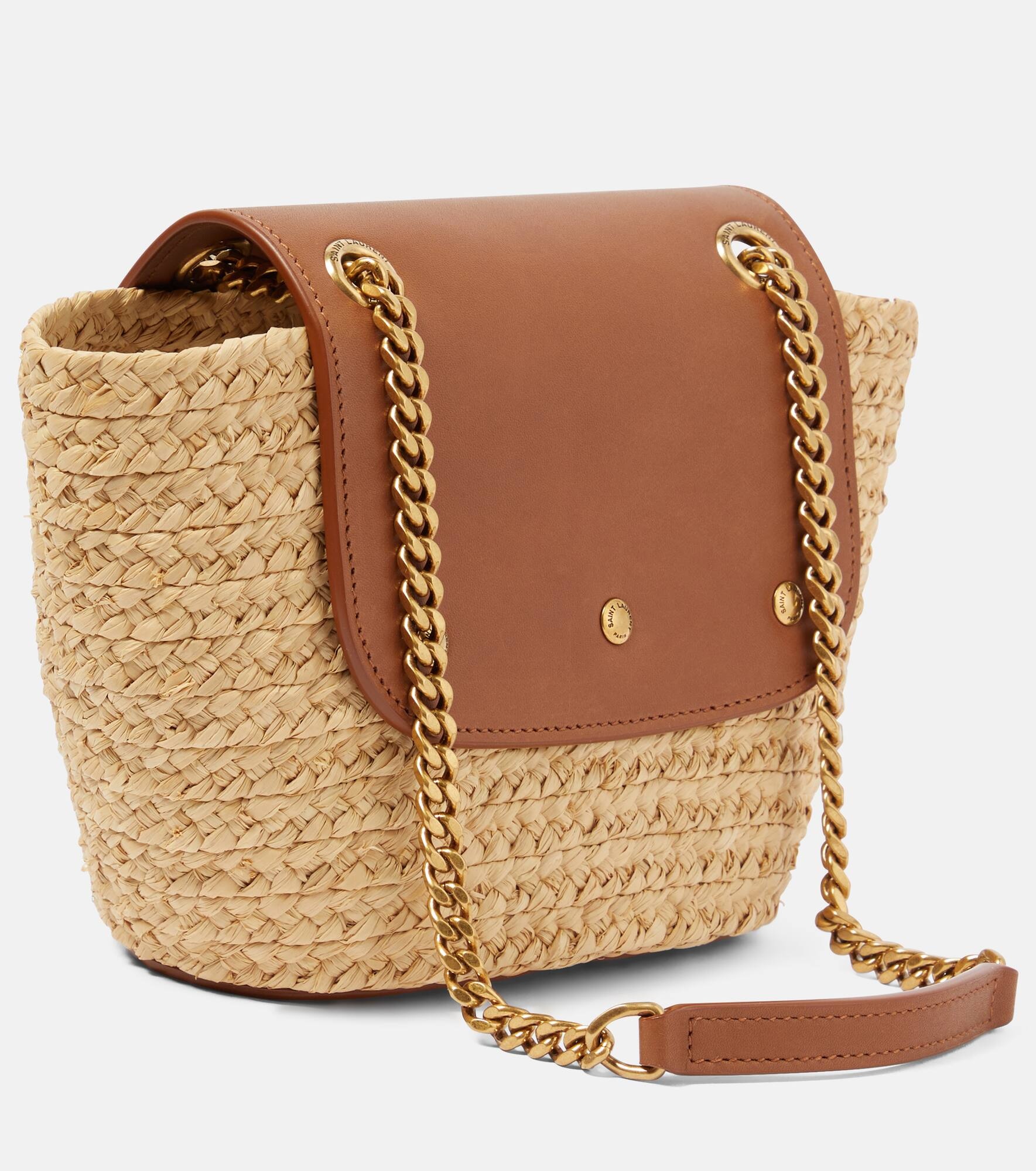 Manon Mini leather-trimmed raffia shoulder bag - 4