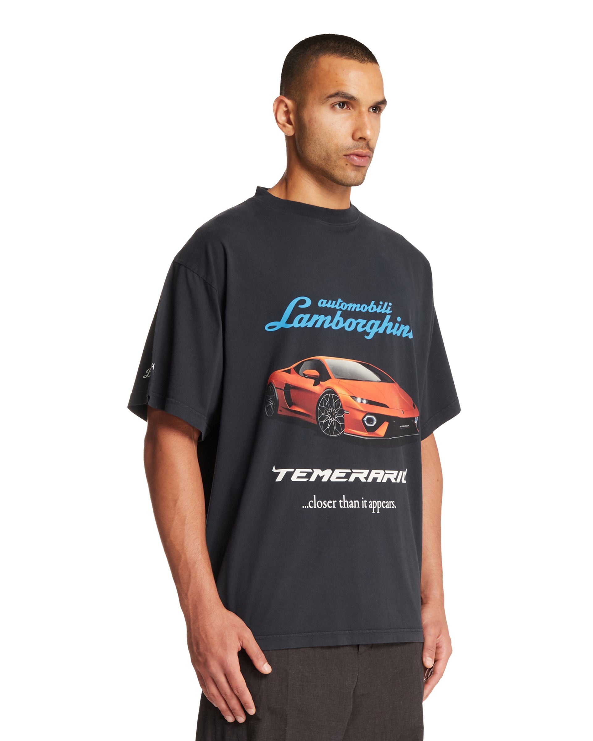 Black Oversize Lamborghini T-Shirt - 4