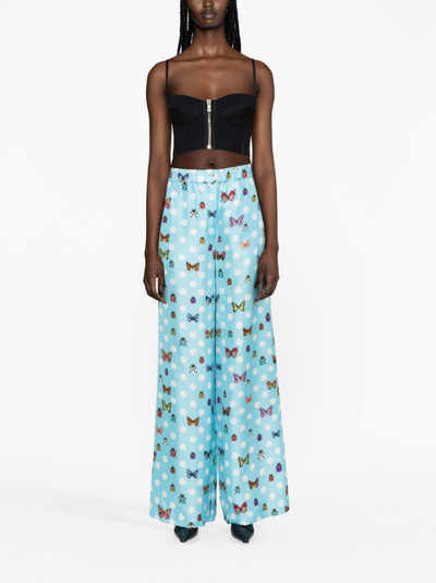 VERSACE graphic-print wide-leg trousers outlook