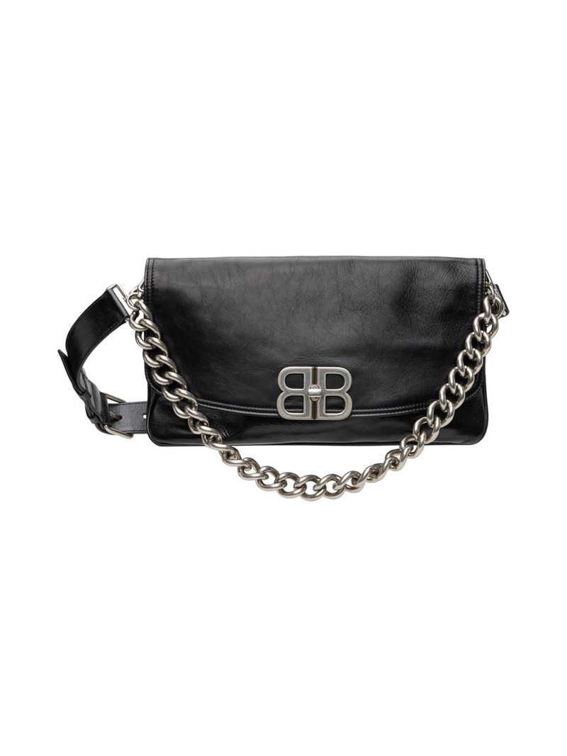 Black Medium BB Soft Flap Bag 1