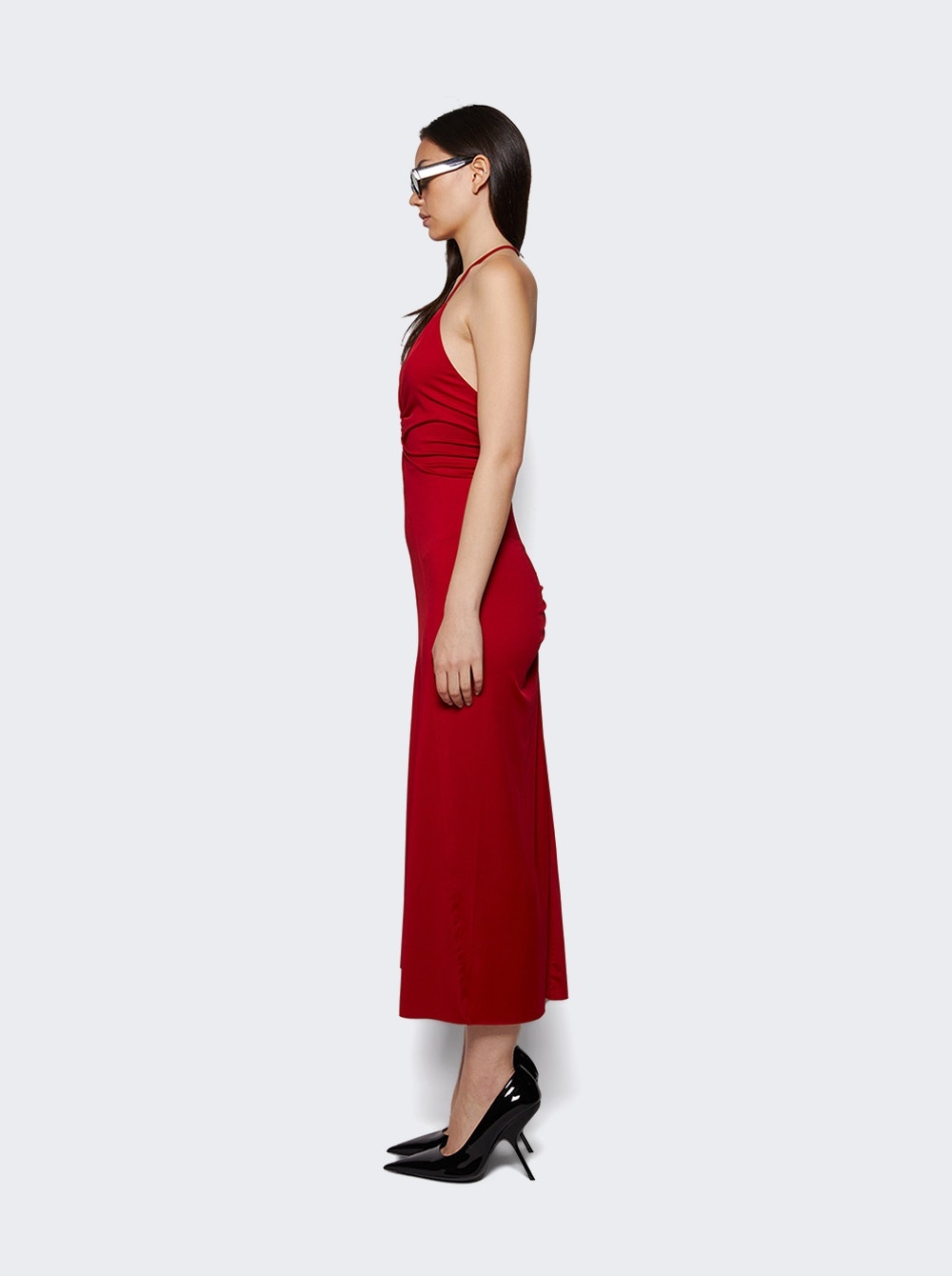 V-neck Ruched Midi Rose - 3