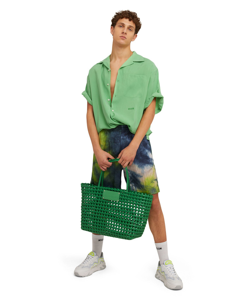 Faux leather basket net bag with accompanying mini pouch 6