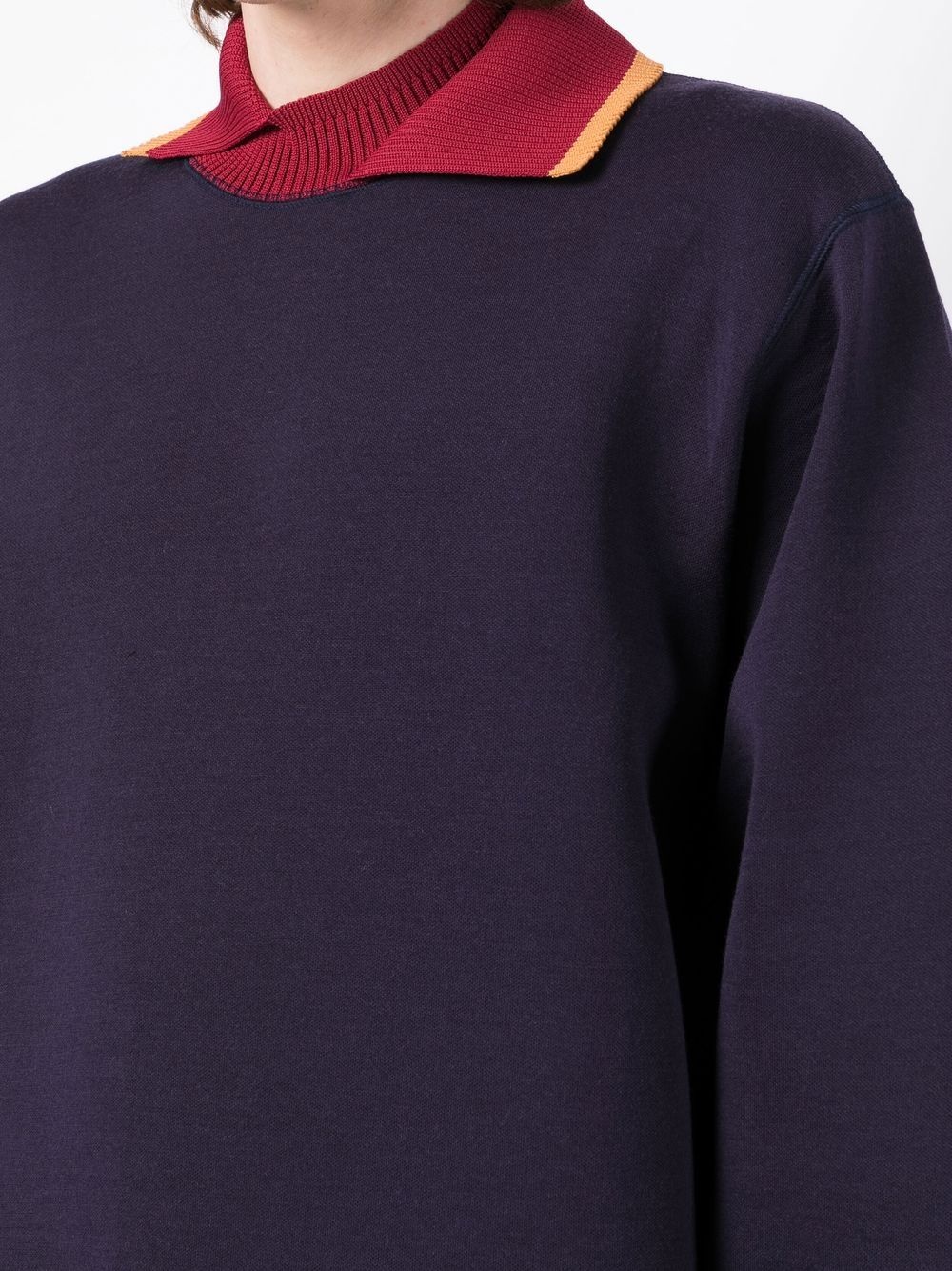 contrasting-collar detail sweatshirt - 5