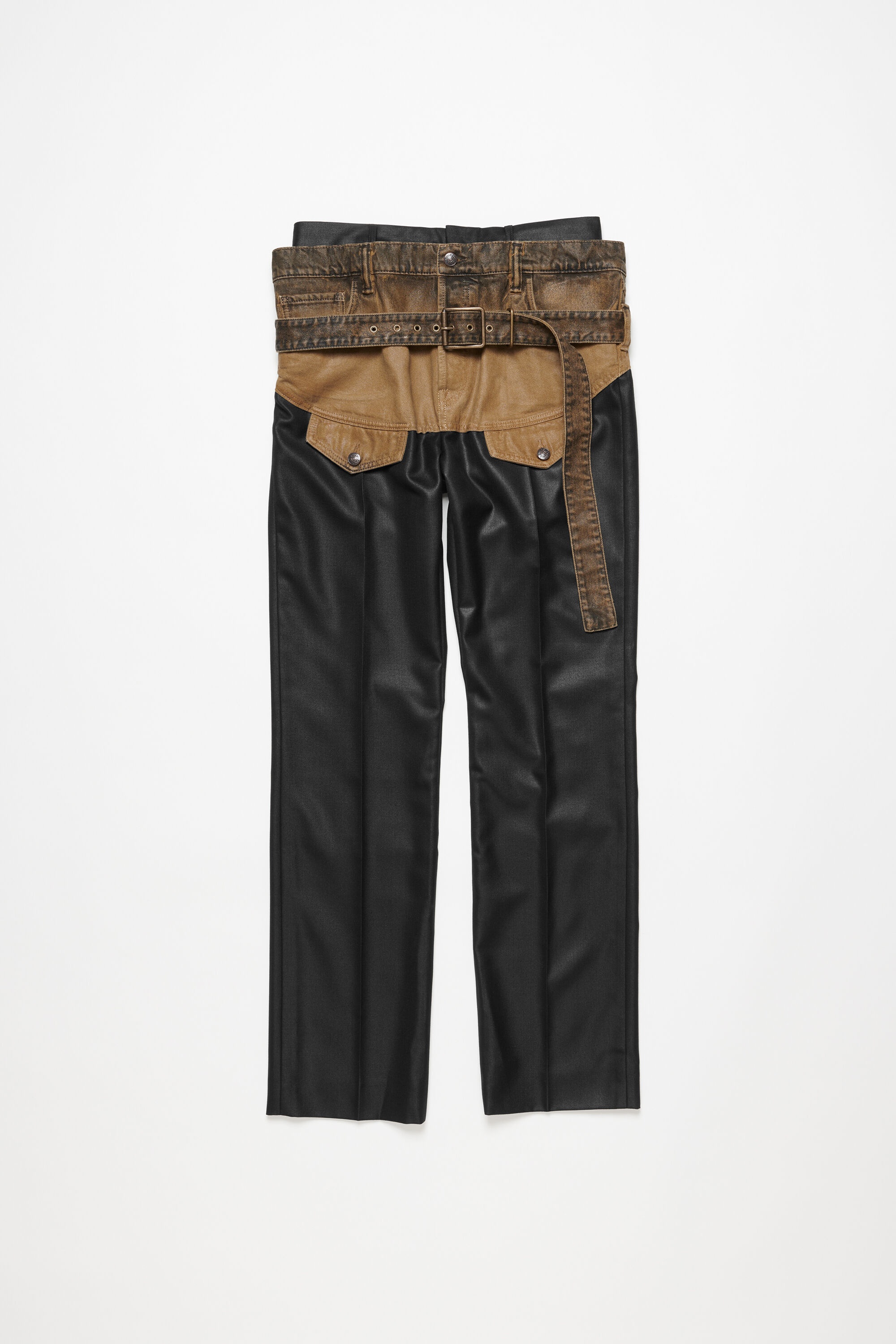 Wool blend trousers - Black/Black - 7