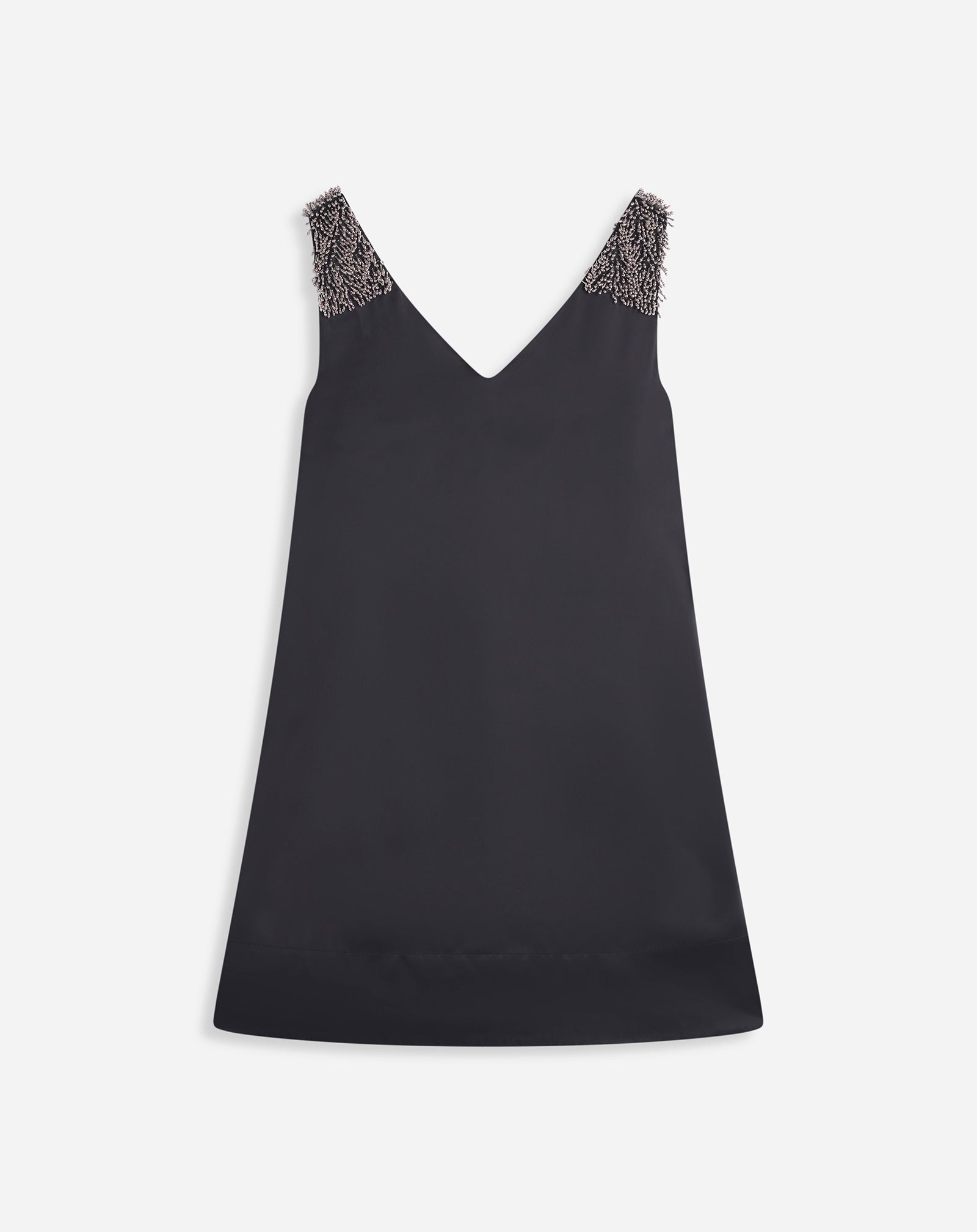 LARGE STRAP V NECK EMBROIDERED DRESS IN SATIN - 2