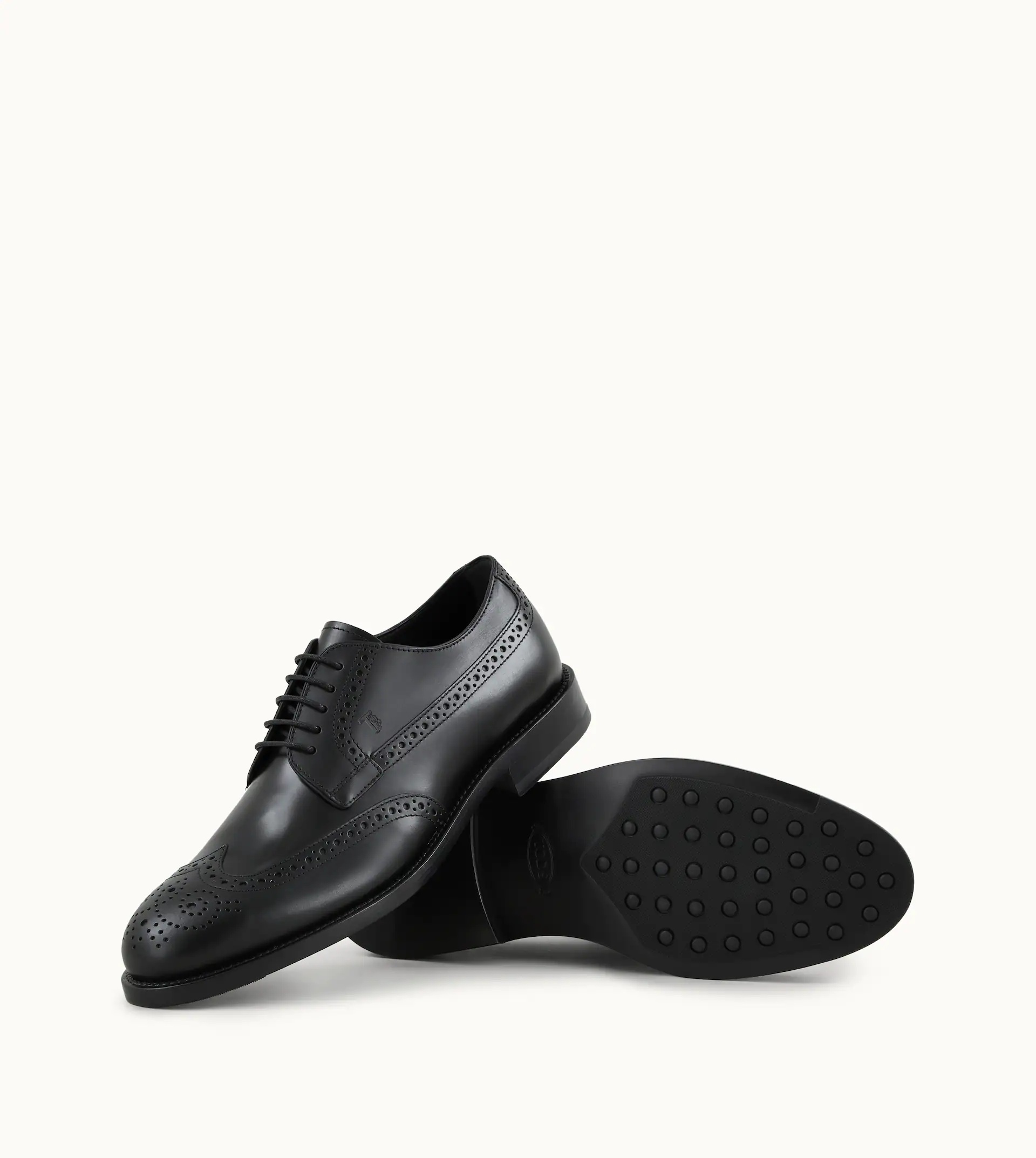 LACE-UP SHOES IN LEATHER - BLACK - 5