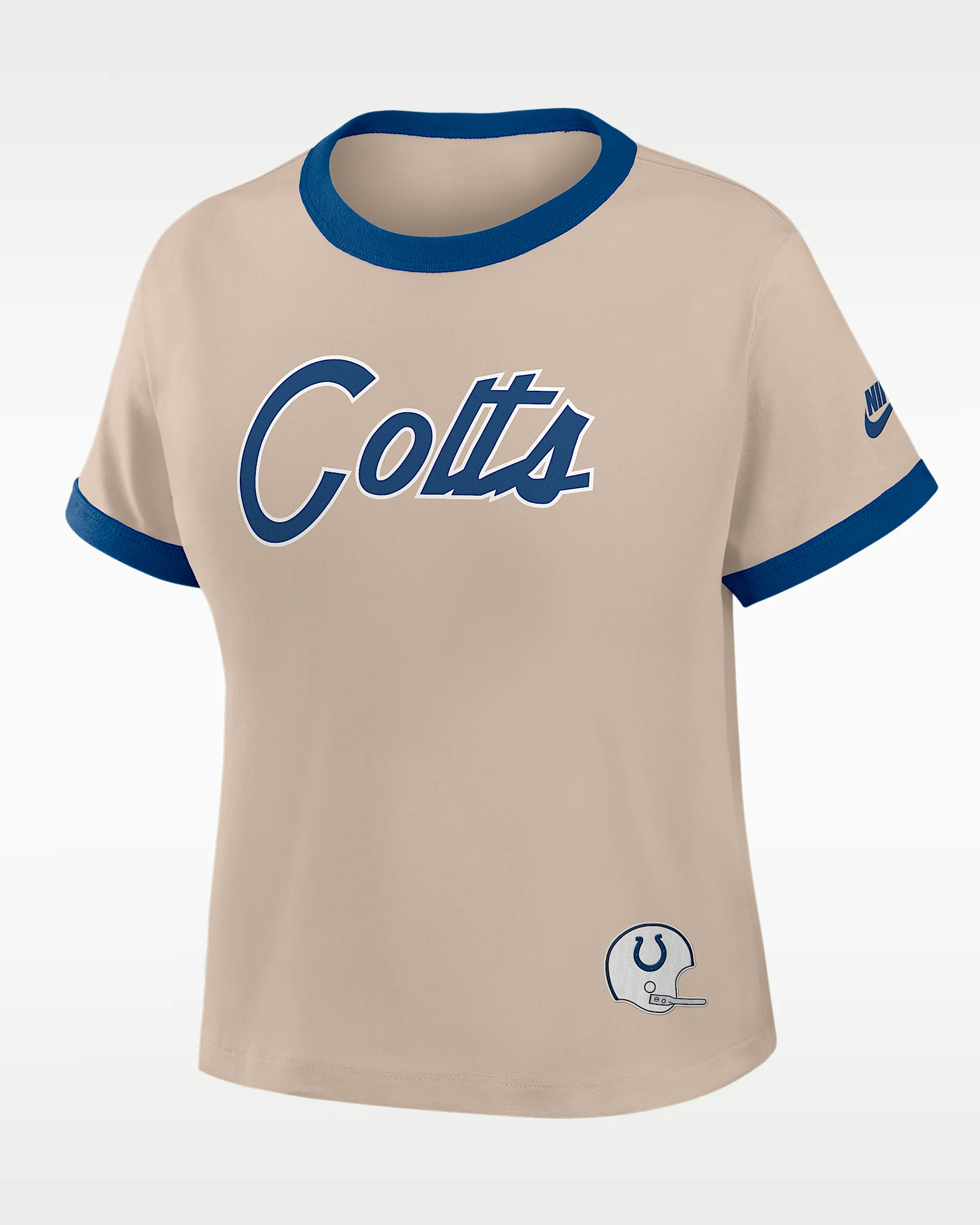 Indianapolis Colts Rewind Ringer Mod Women's Nike NFL Cropped T-Shirt - 1
