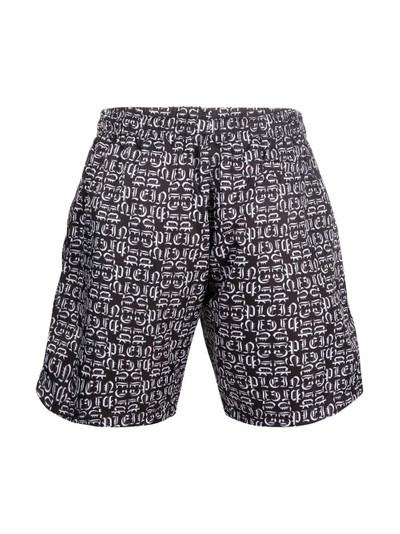 PHILIPP PLEIN gothic logo-print drawstring swim shorts outlook