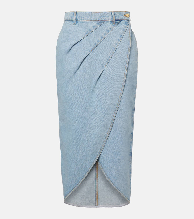 Draped denim midi skirt 1