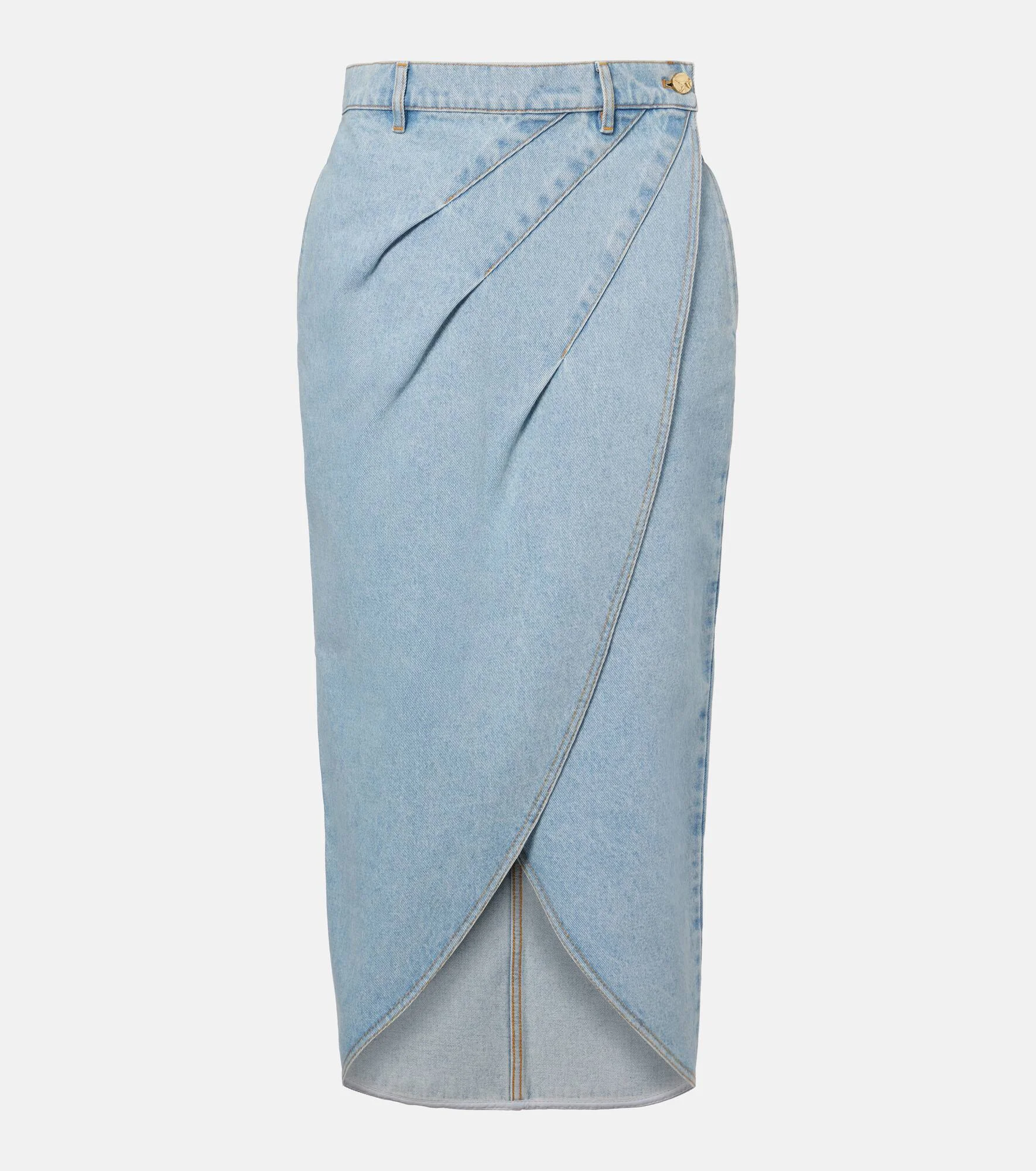 Draped denim midi skirt - 1