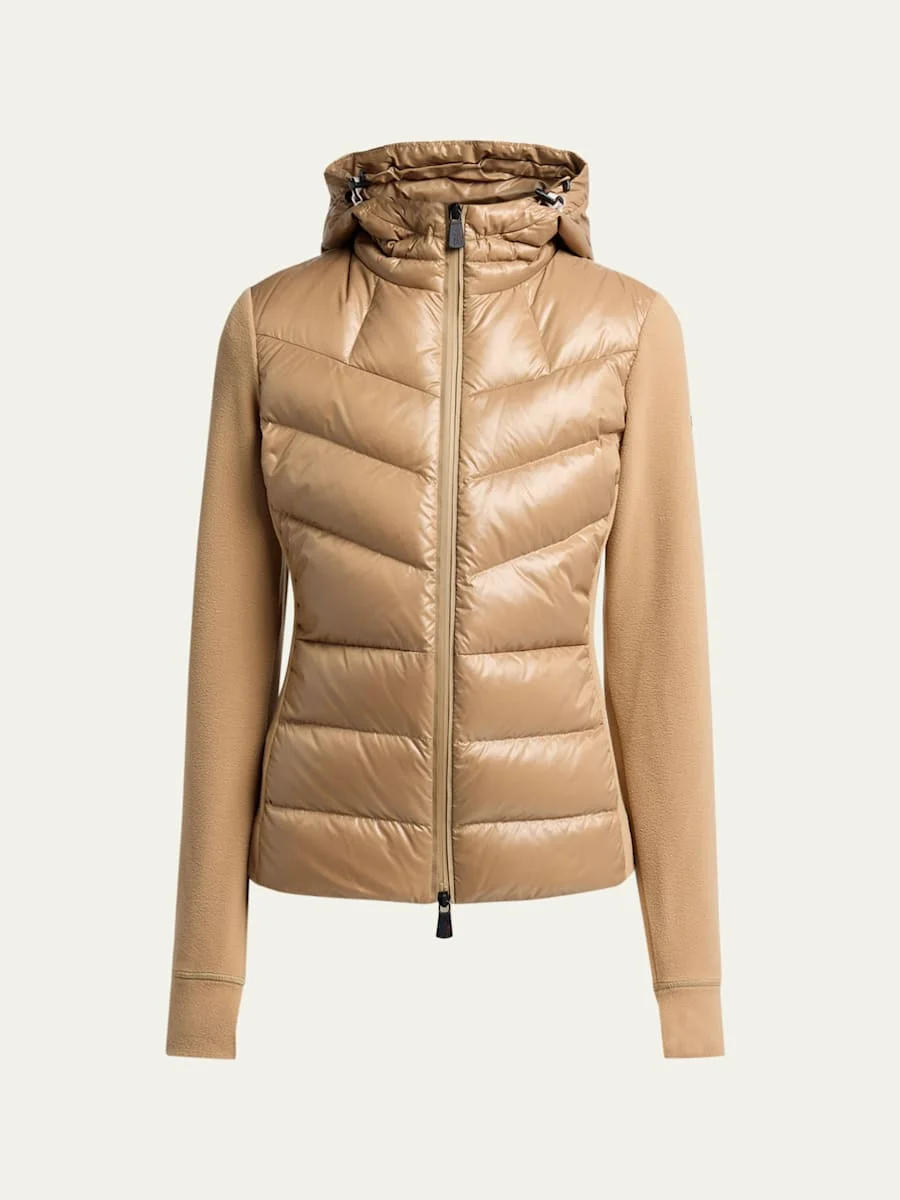 Padded Down Zip-Up Hoodie Cardigan - 1