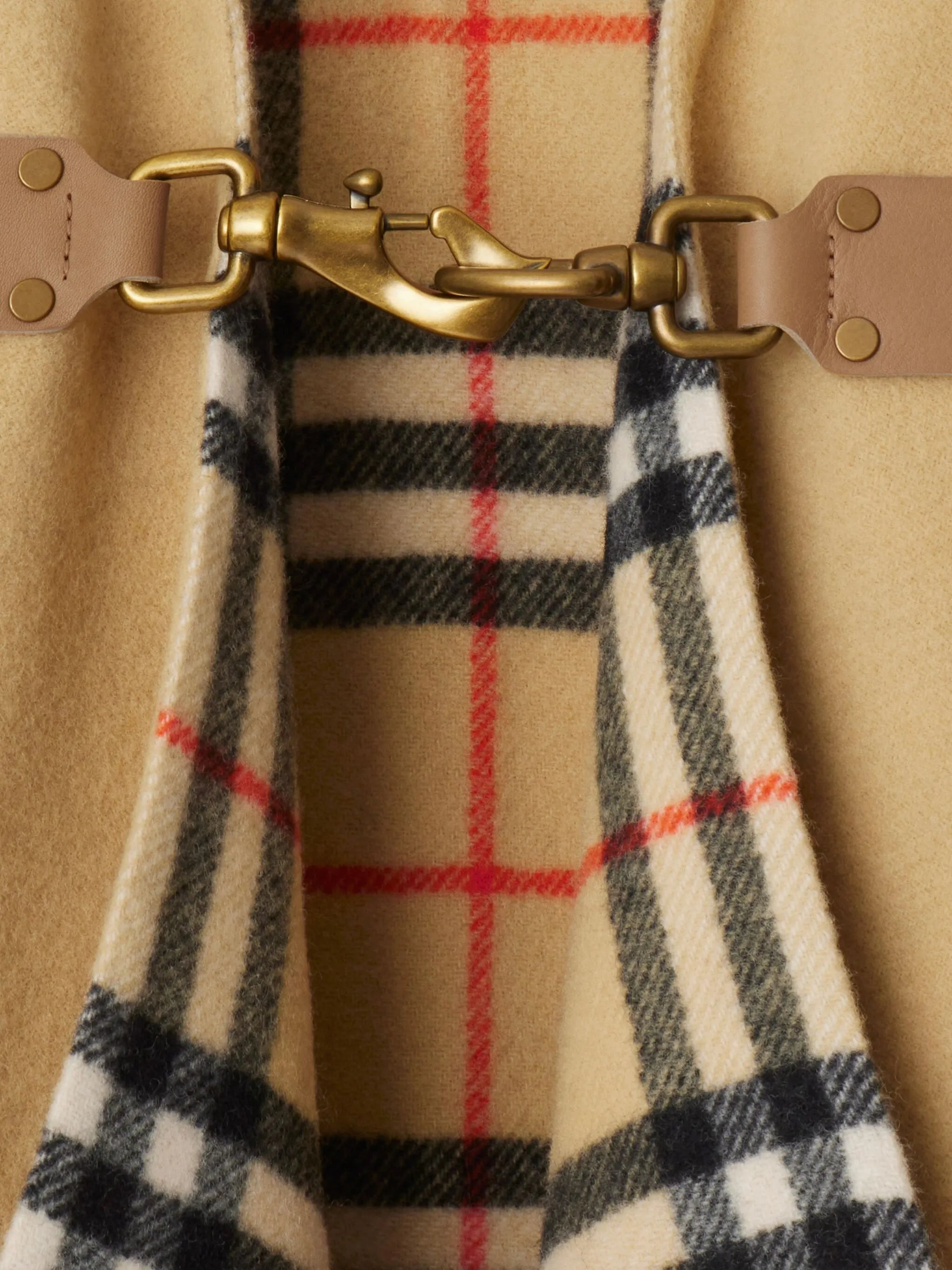 check-pattern wool cape - 5