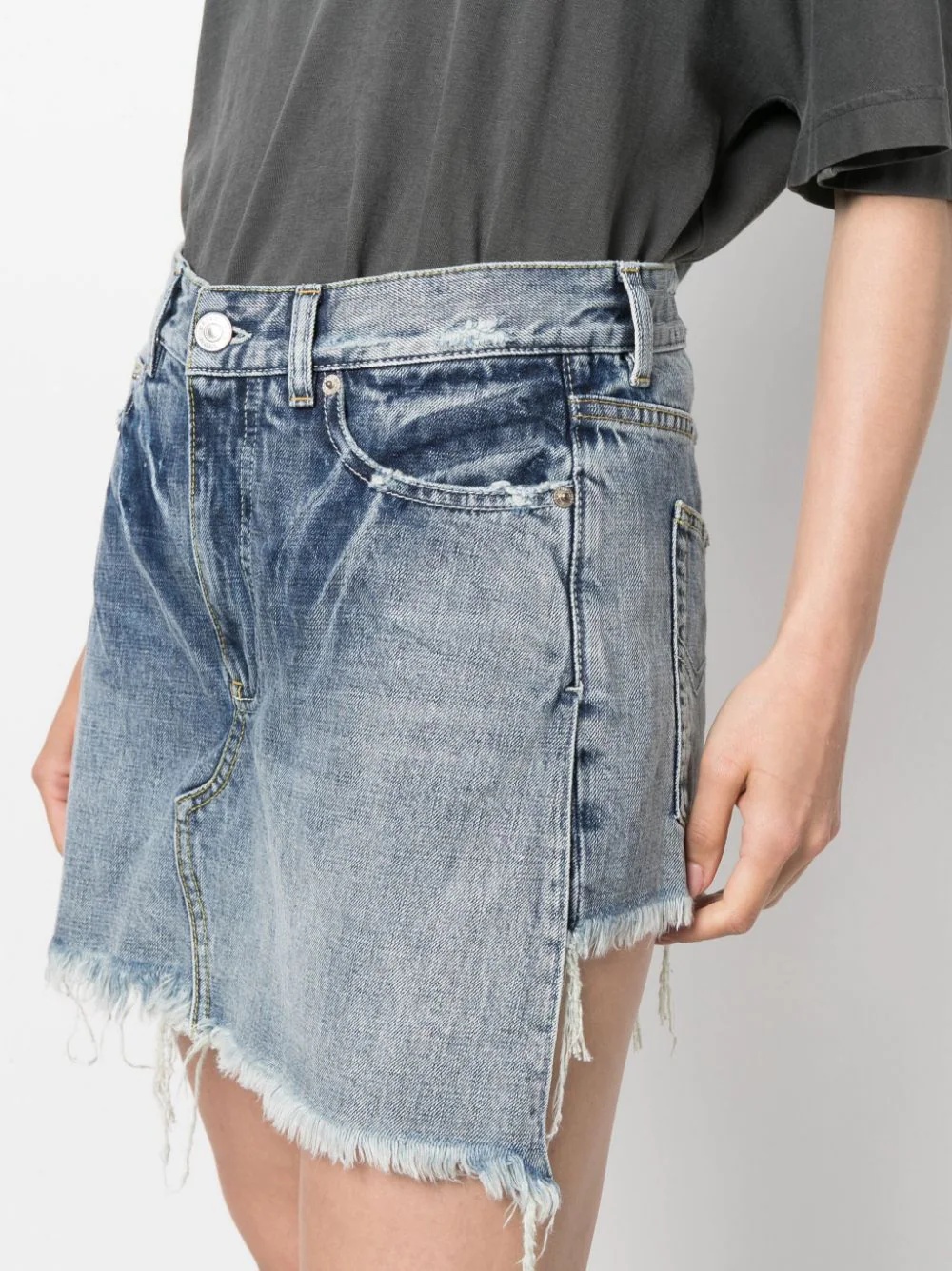 Trompe l'Oeil denim mini skirt shorts - 7