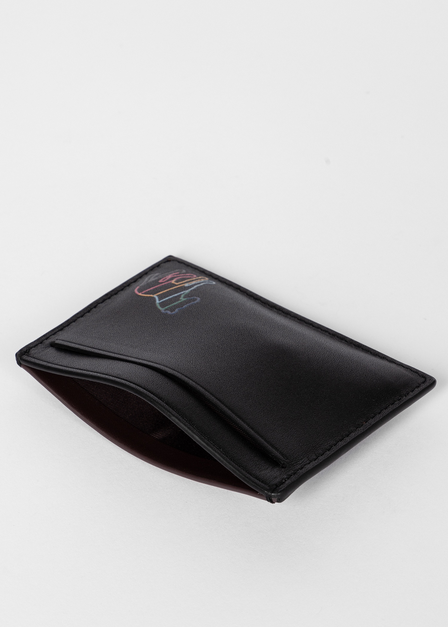 Black Leather 'Broad Stripe Zebra' Card Holder - 3