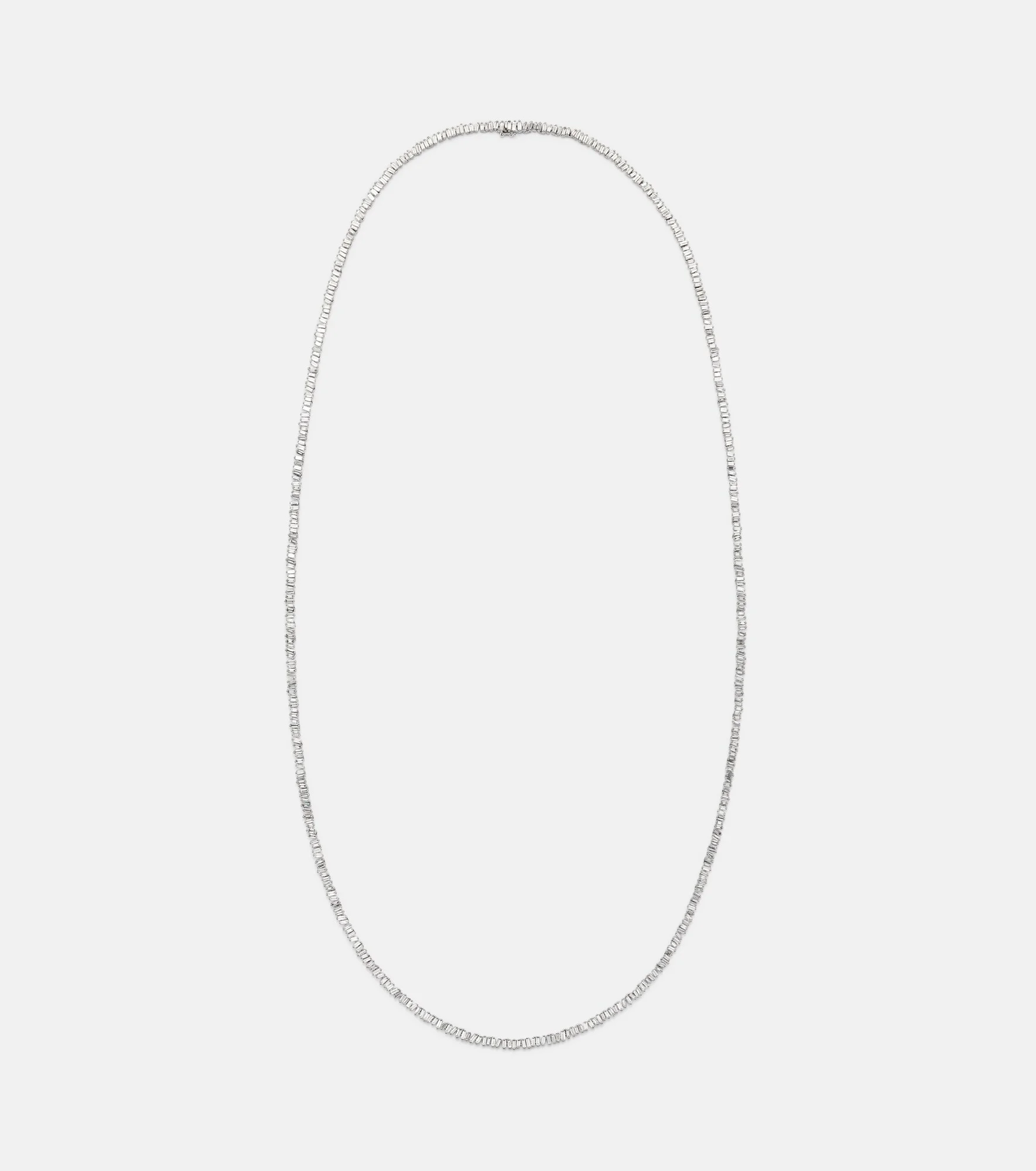 Classic 18kt white gold tennis necklace with diamonds - 1