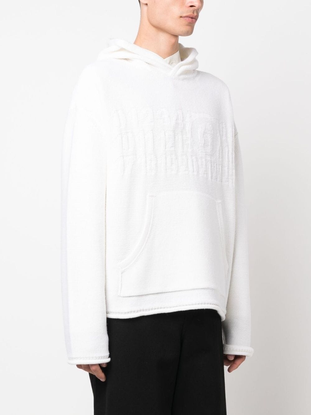 number-motif knitted hoodie - 3