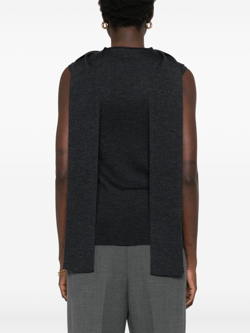 scarf-detailing sleeveless top - 4