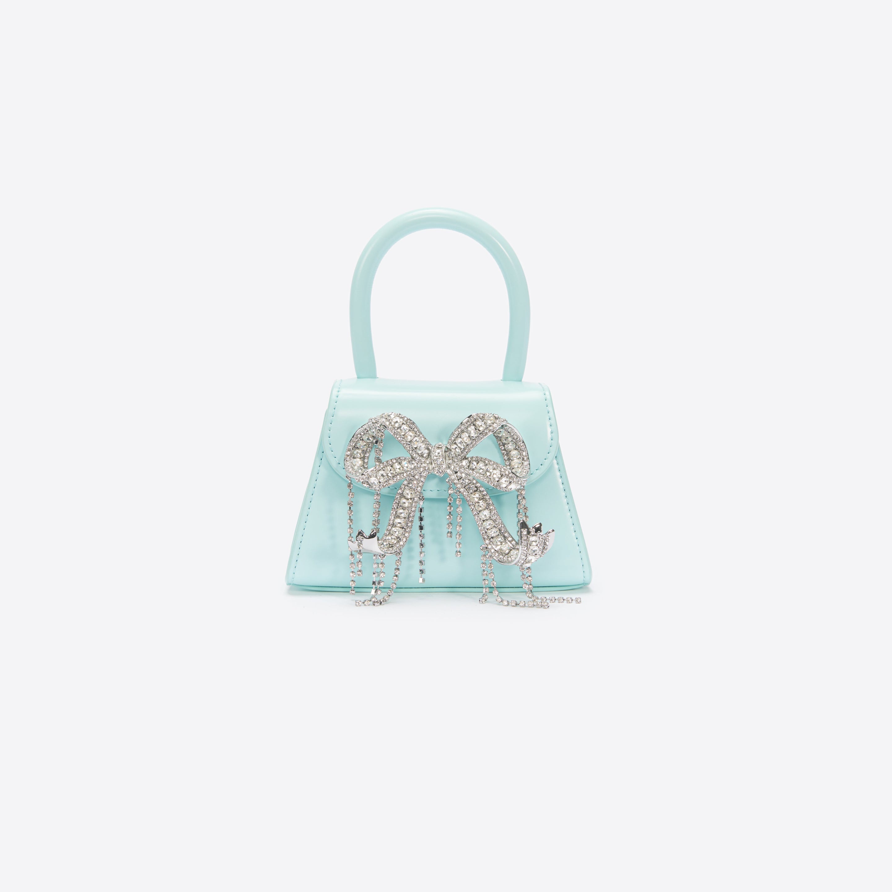Blue Leather Micro Bow Bag - 1
