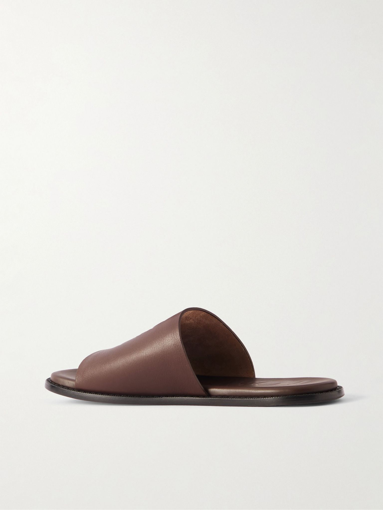 + Paula's Ibiza Logo-Debossed Leather Slides Burgundy - 3