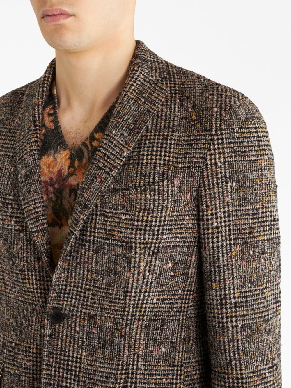 notched-lapels check-pattern blazer - 4