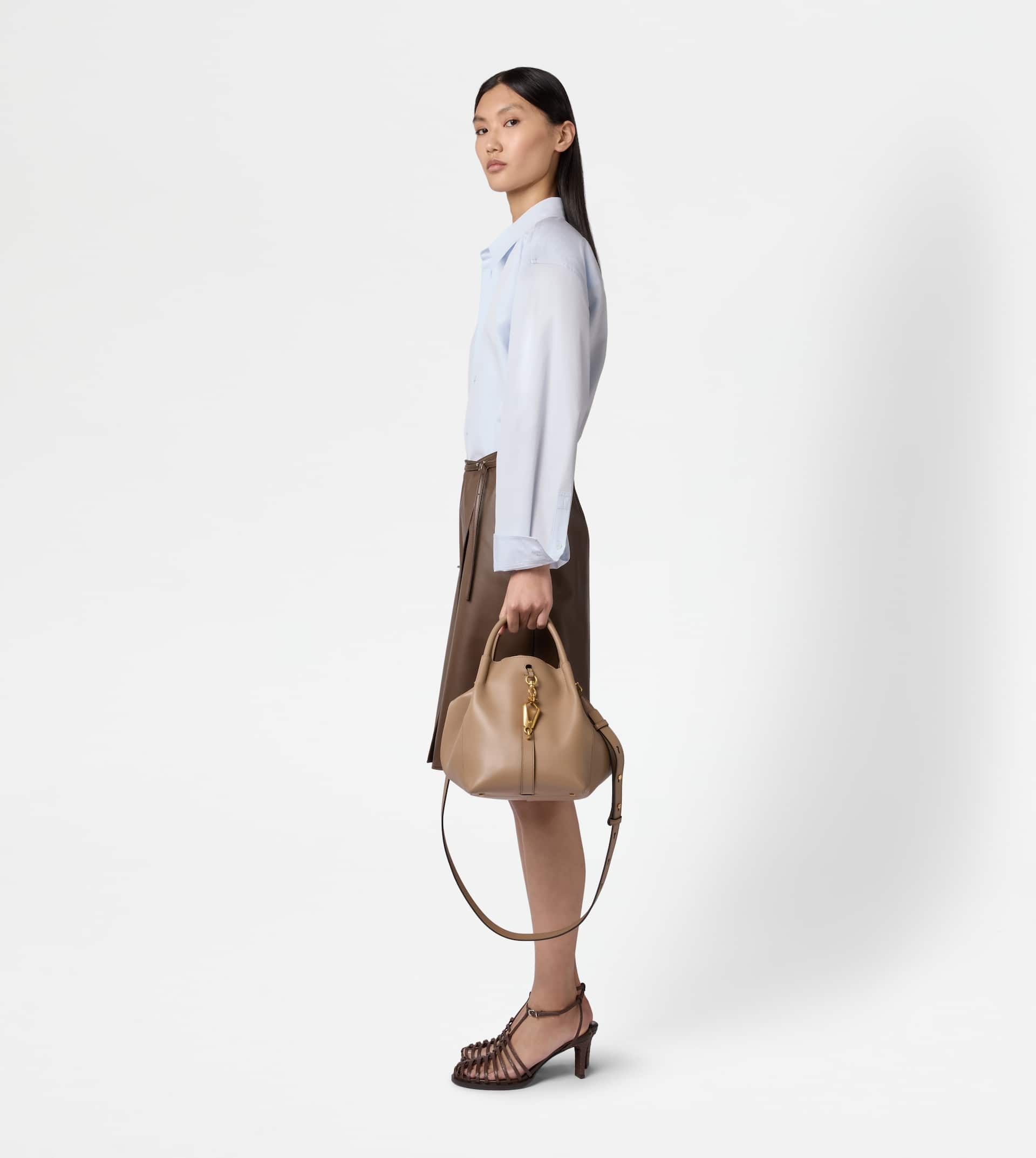 SATCHEL IN LEATHER SMALL - BEIGE - 9