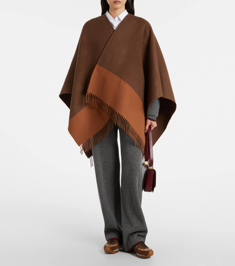 GUCCI Fringed wool and cashmere poncho outlook