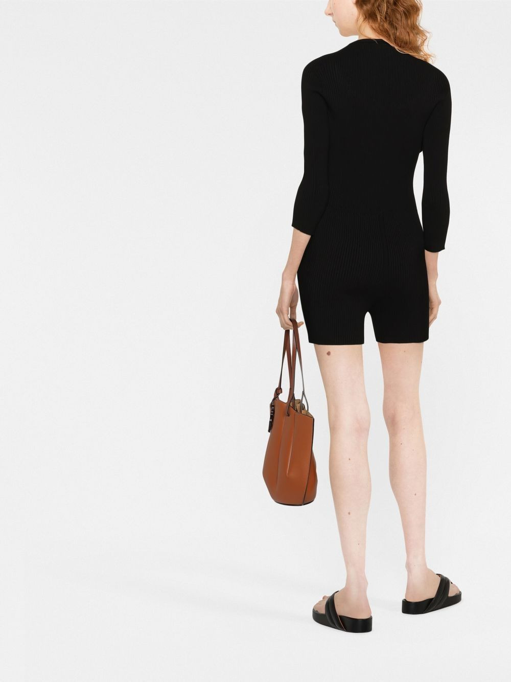 fine-ribbed scoop-neck playsuit - 3