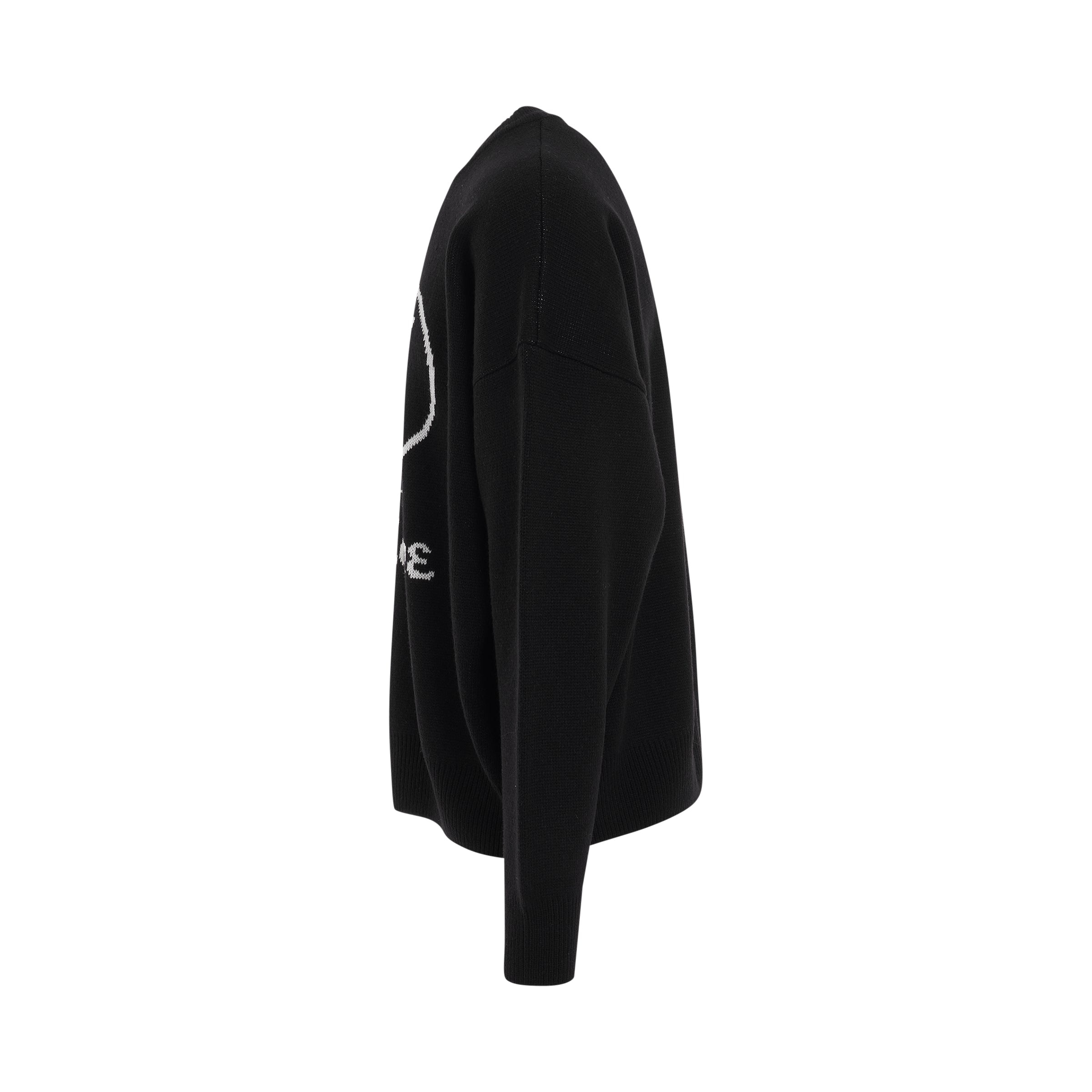Logo Jacquard Intarsia Sweater in Black - 3