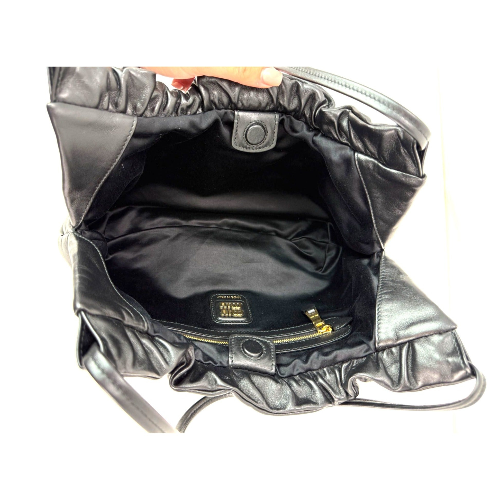 Miu Miu Nappa Black Leather Hobo Bag - 8