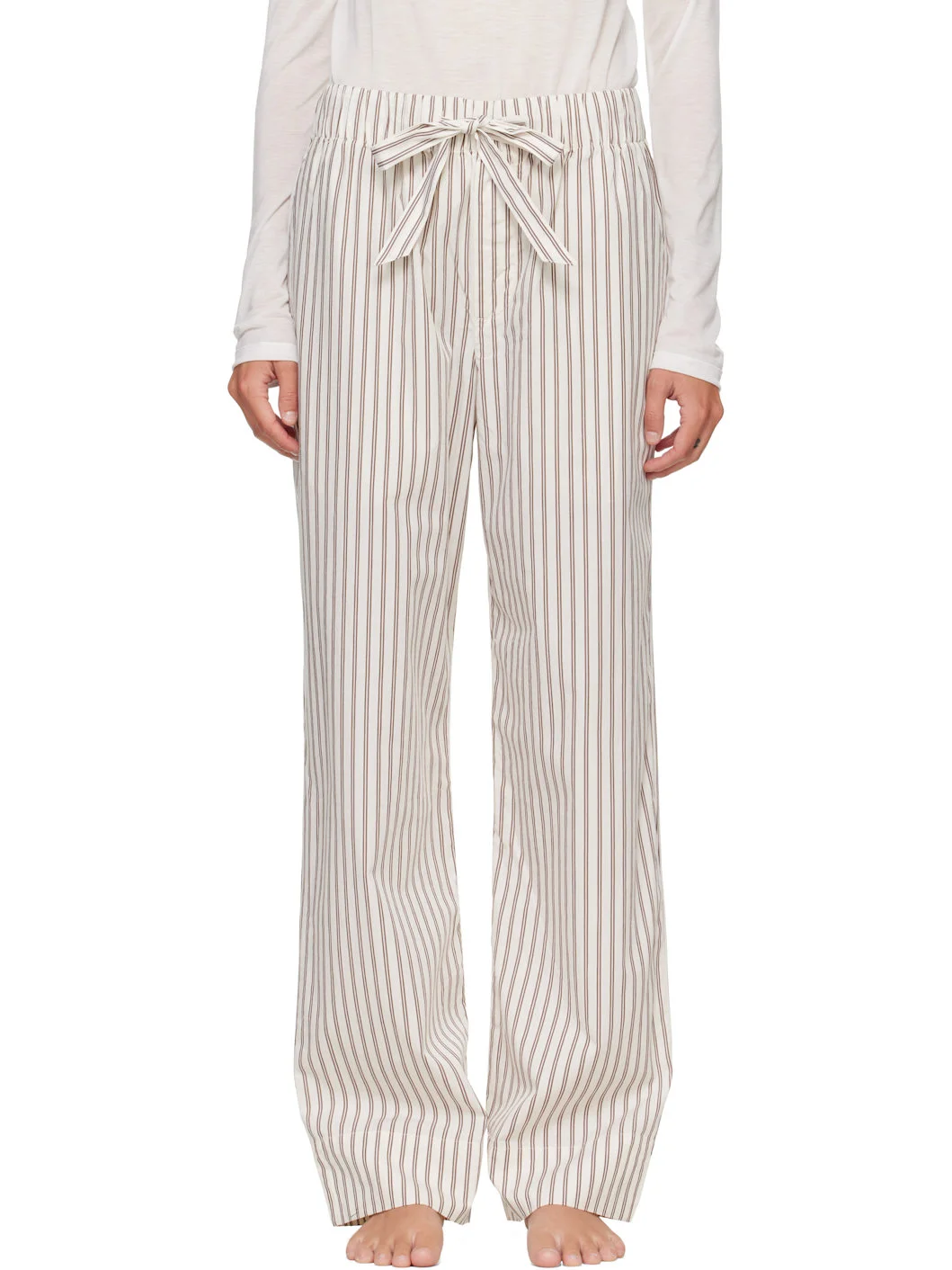 Off-White & Brown Poplin Pyjama Pants - 1