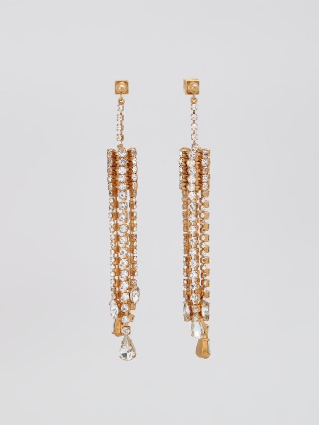 BRASS SPARKLE CHANDELIER EARRINGS - 1