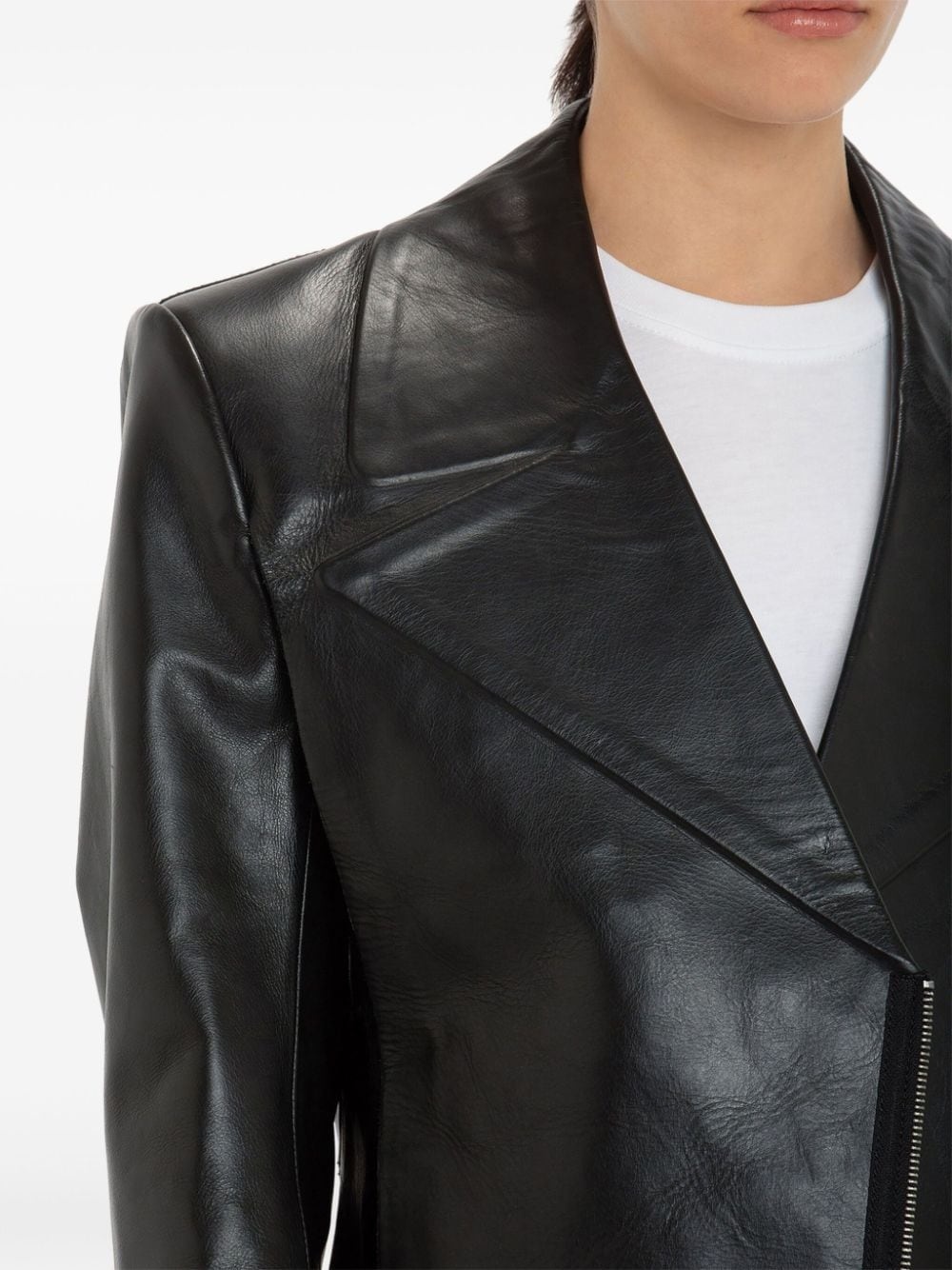 tailored leather biker jacket - 6