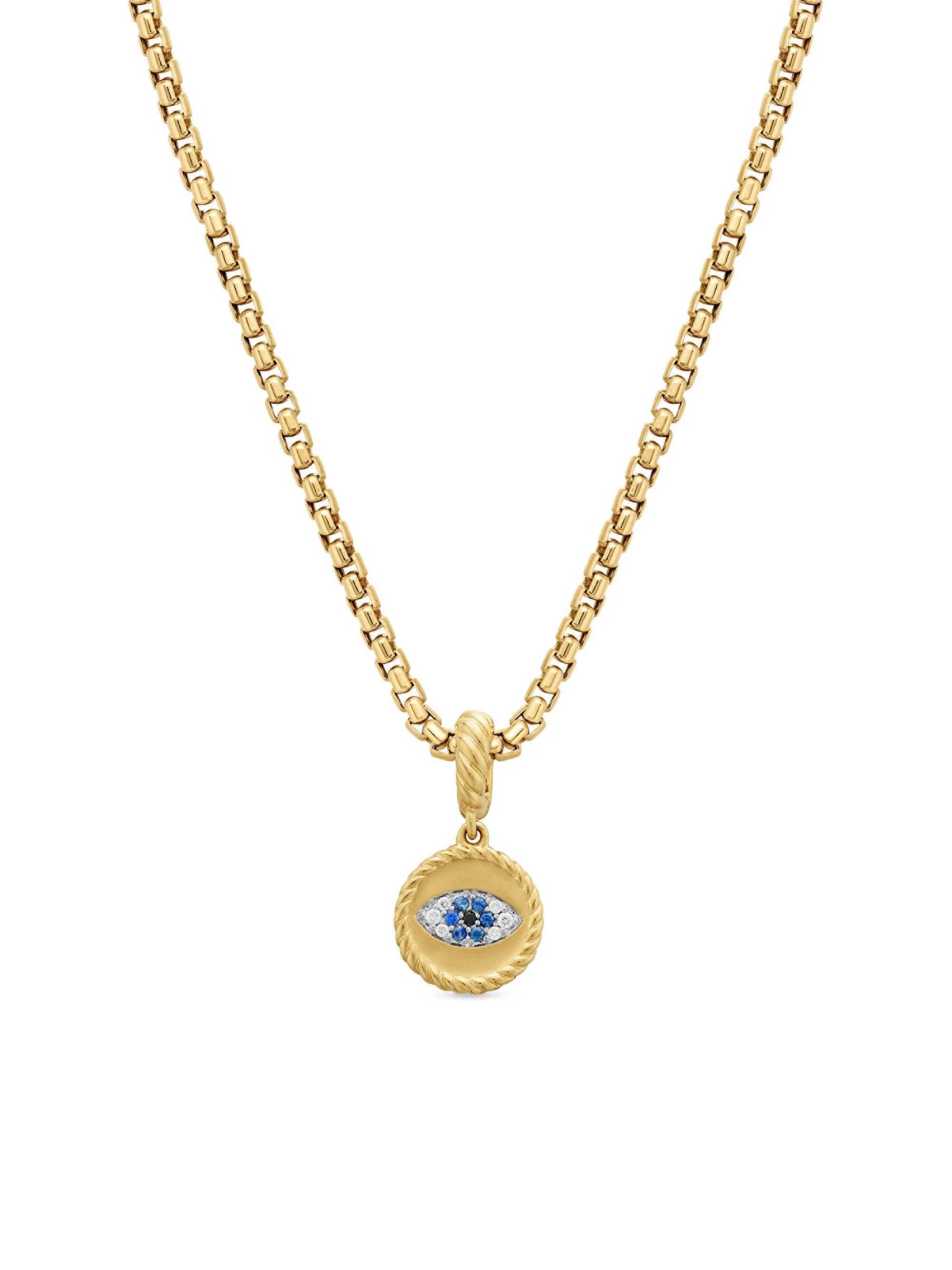 Women's Evil Eye Amulet in 18K Yellow Gold - Light Blue Sapphire - 1