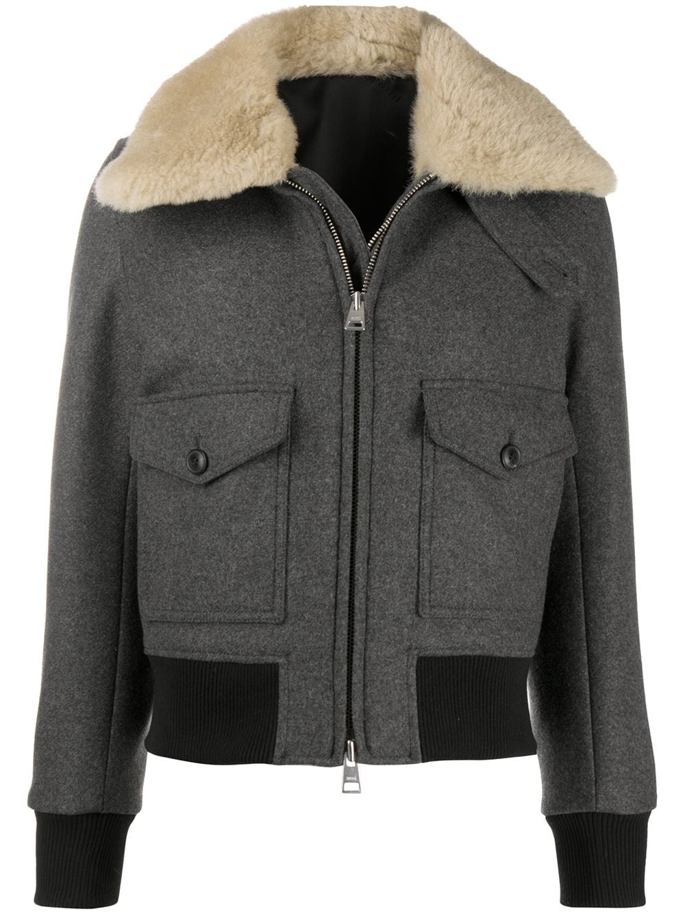 shearling-trimmed aviator jacket - 1