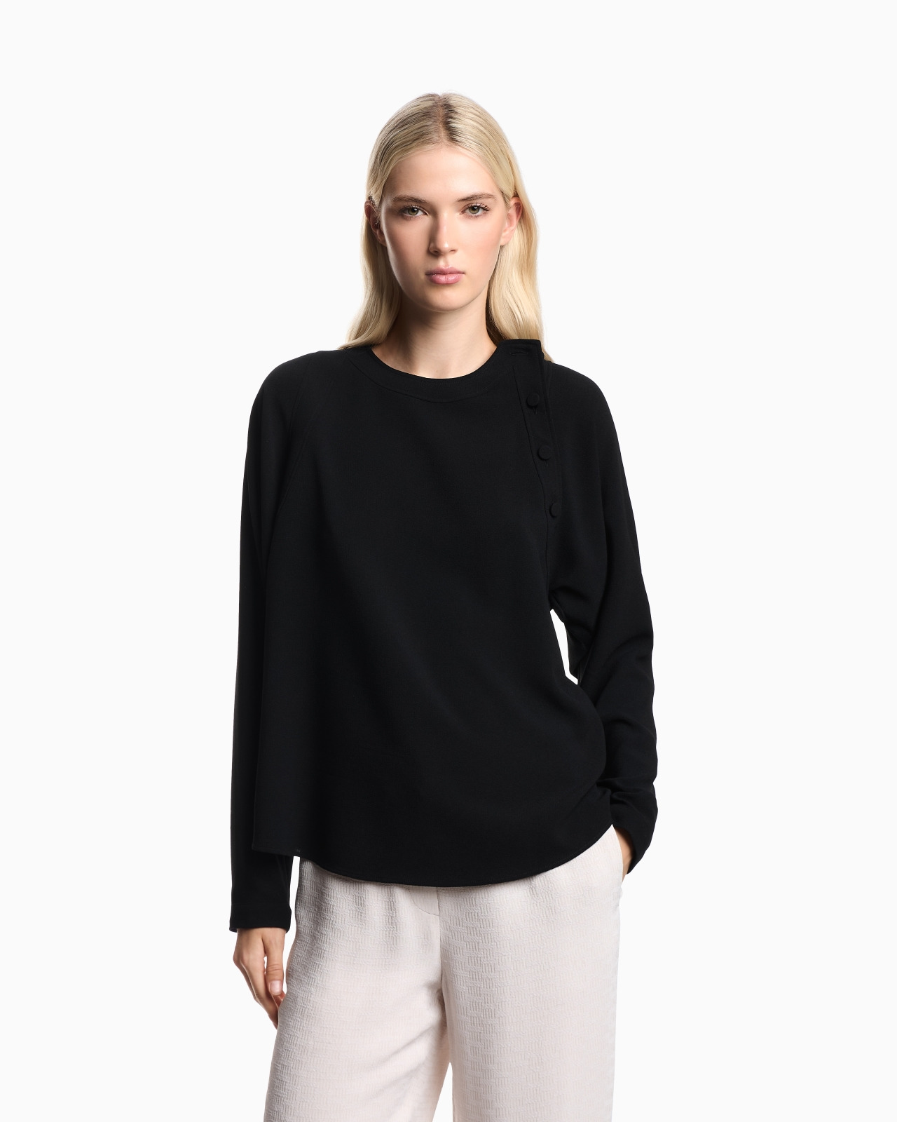 STRETCH SANDBLASTED FABRIC BLOUSE - 4