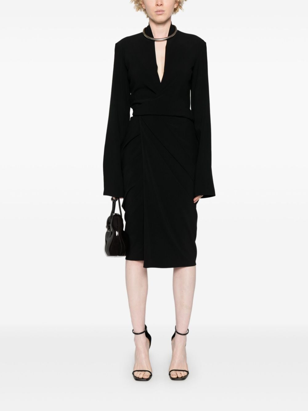 tie-fastening crepe wrap dress - 2