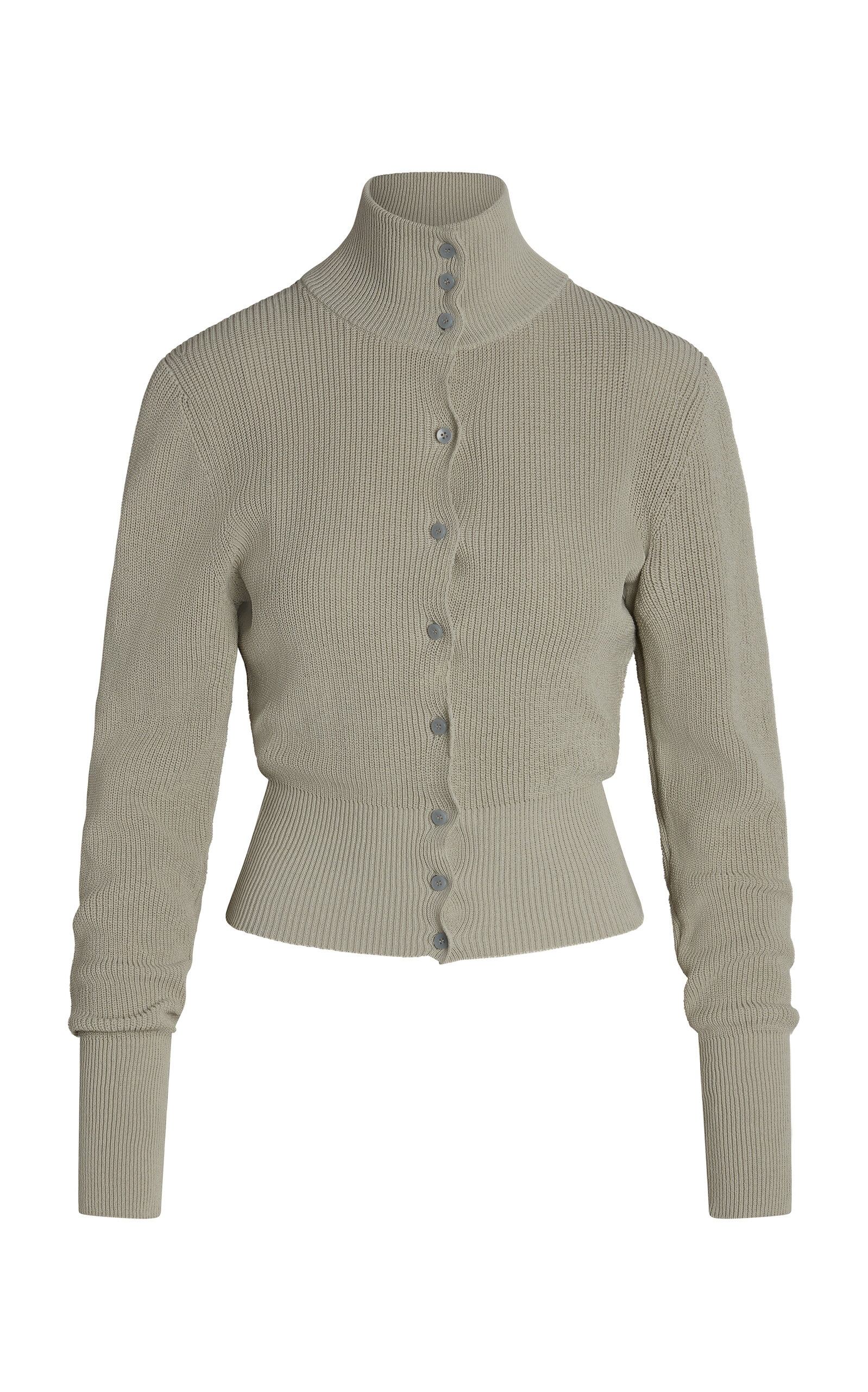 Alma Ribbed-Knit Stretch-Cotton Cardigan grey - 1