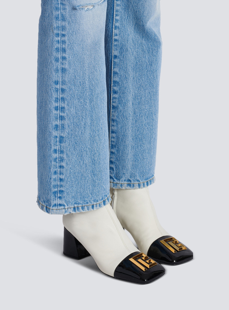 Balmain Edna ankle boots in two-tone leather outlook