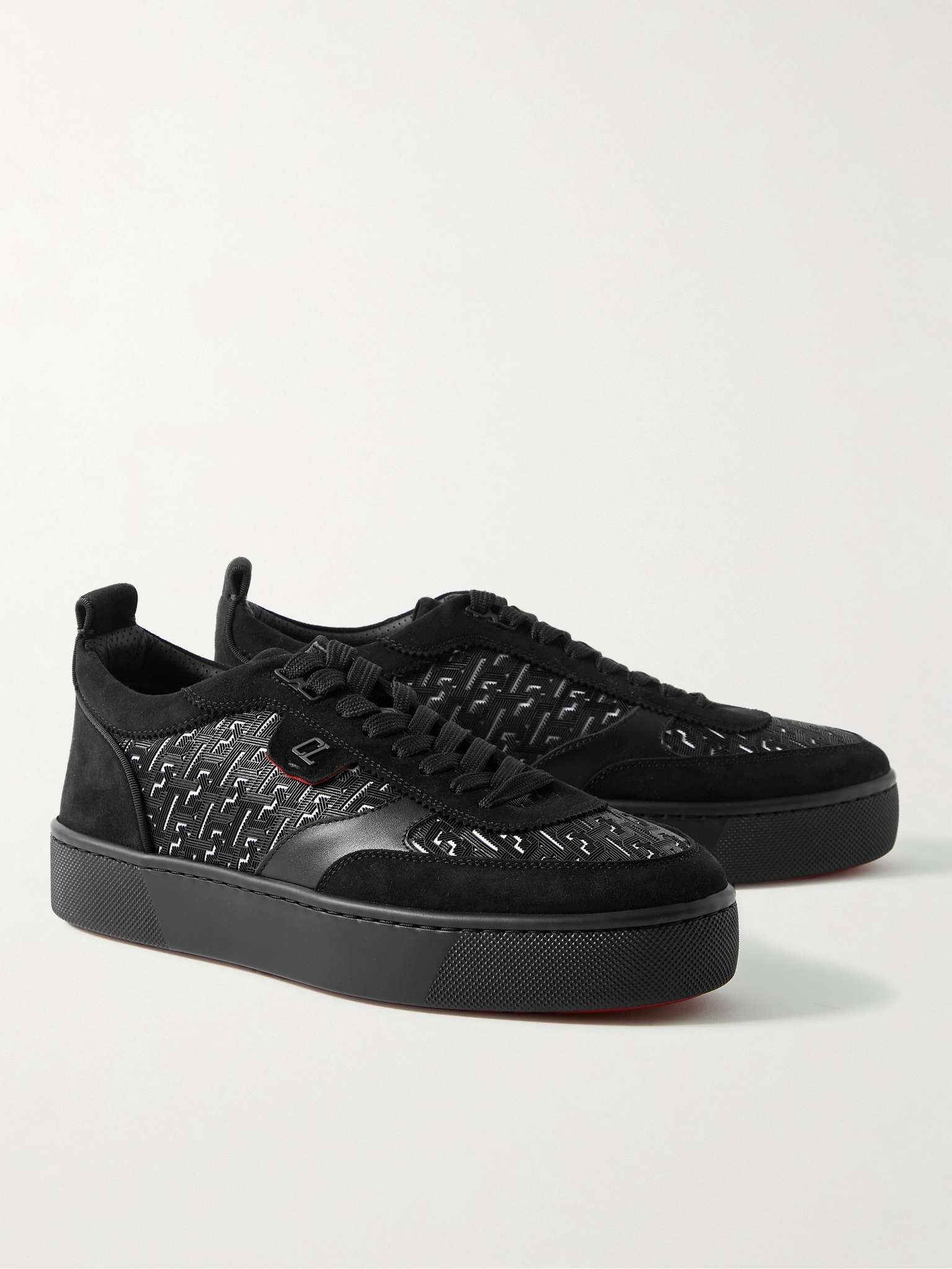 ■Christian Louboutin■Happyrui スエードトリム スニーカー Happyrui suede-trimmed sneakers in black - Christian