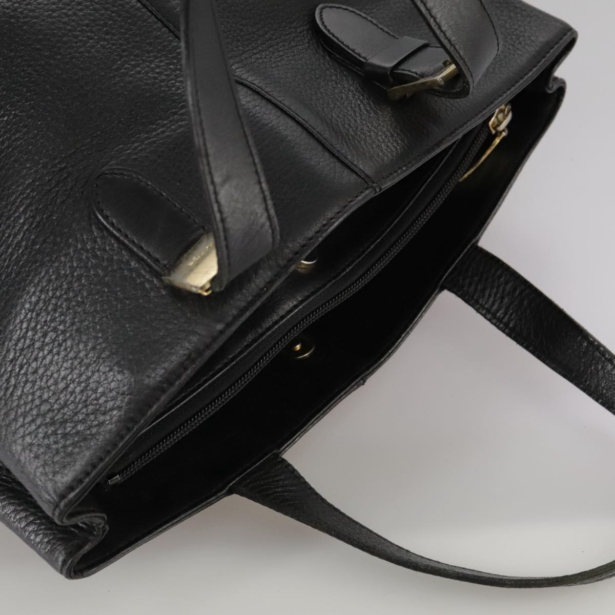 Burberry Hand Bag Leather Black Gold - 6