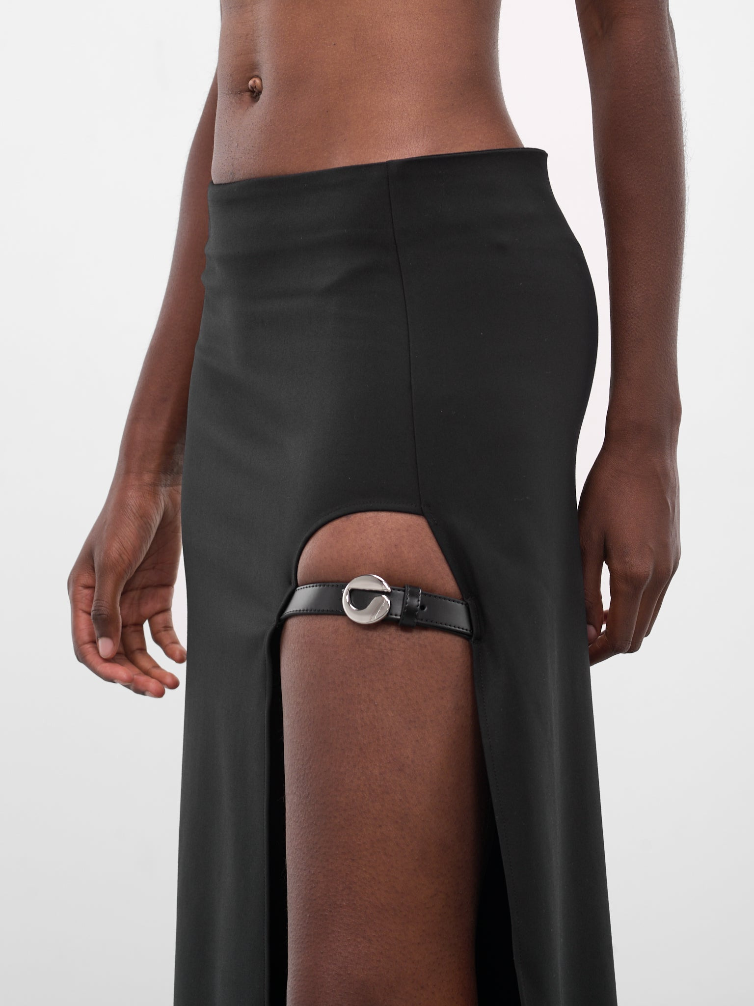 Black Belted Slit Maxi Dress - 5
