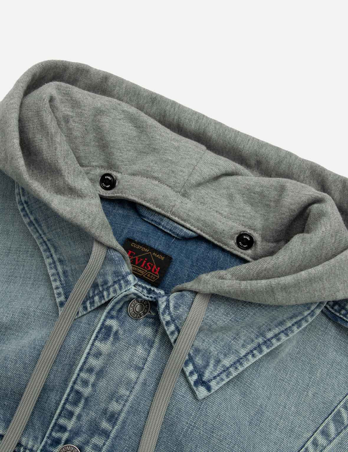 SEAGULL AND LOGO EMBOSSED PRINT LOOSE FIT DENIM JACKET - 11