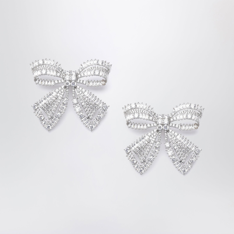 Crystal bow earrings in silver-plated brass 1