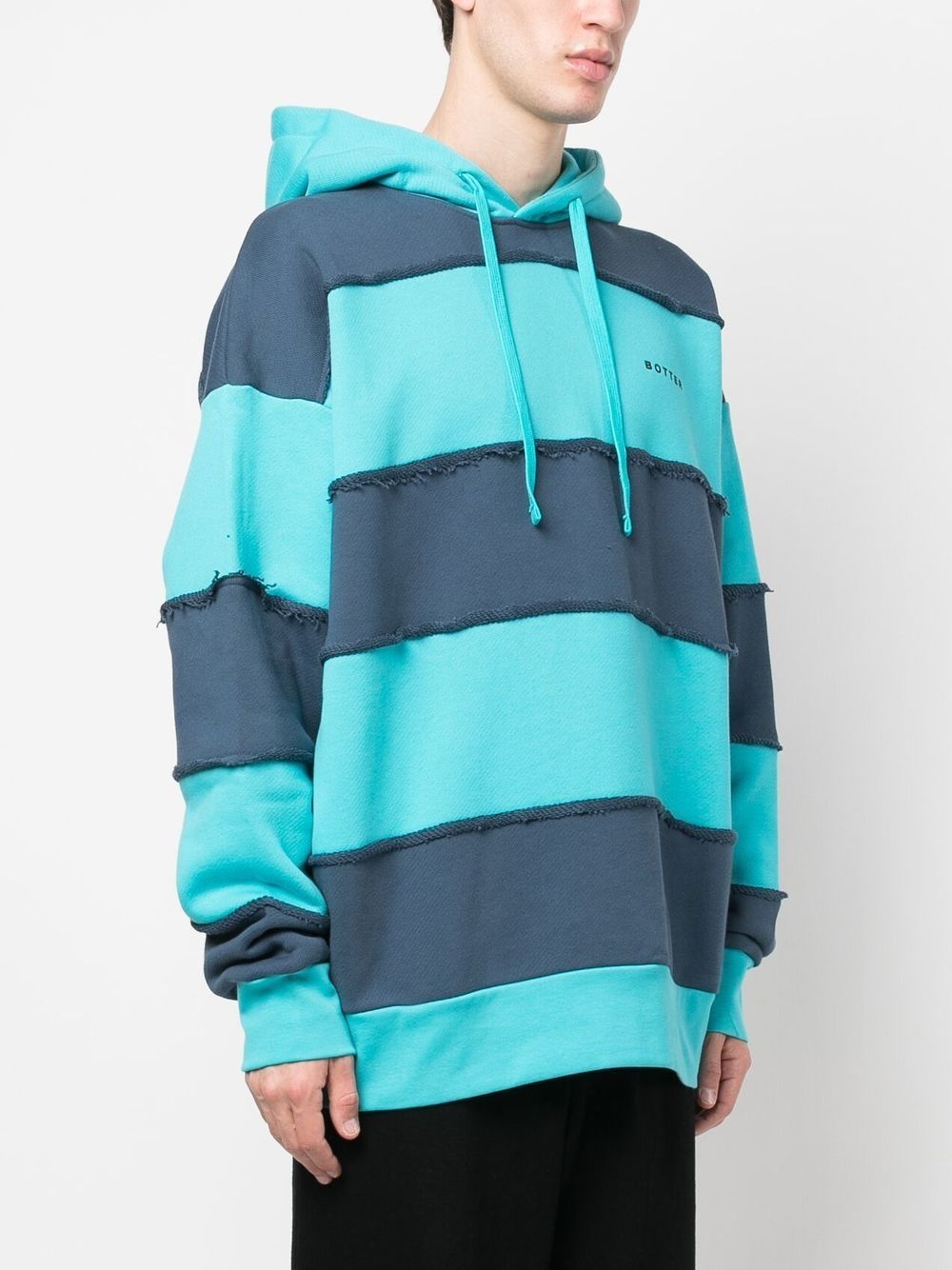 stripe-panelled organic cotton hoodie - 3