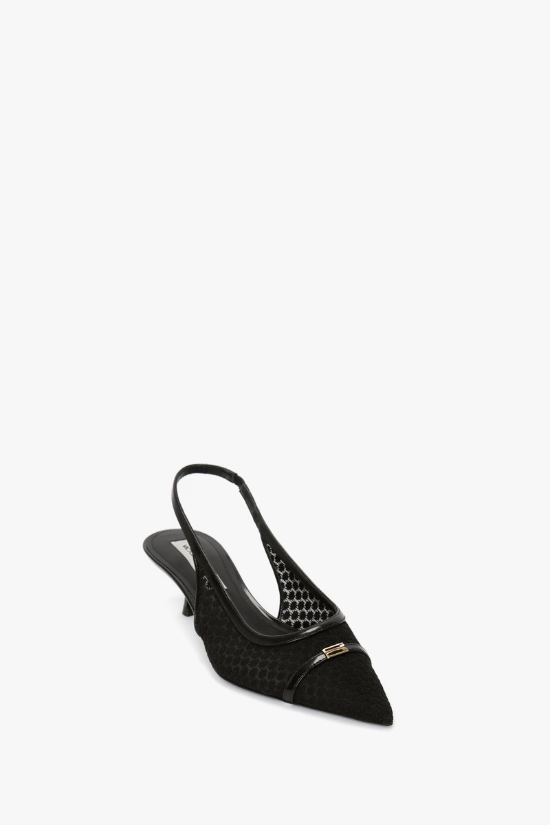 Victoria Beckham Mesh Slingback Kitten Heel In Black outlook