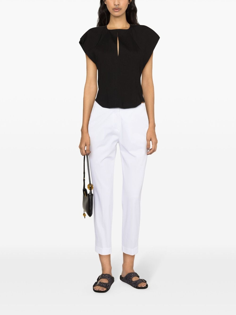 mid-rise cropped slim trousers - 2
