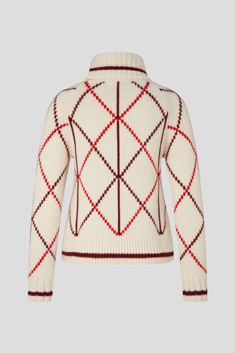 BOGNER Solange Cashmere pullover in Off-white/Red outlook