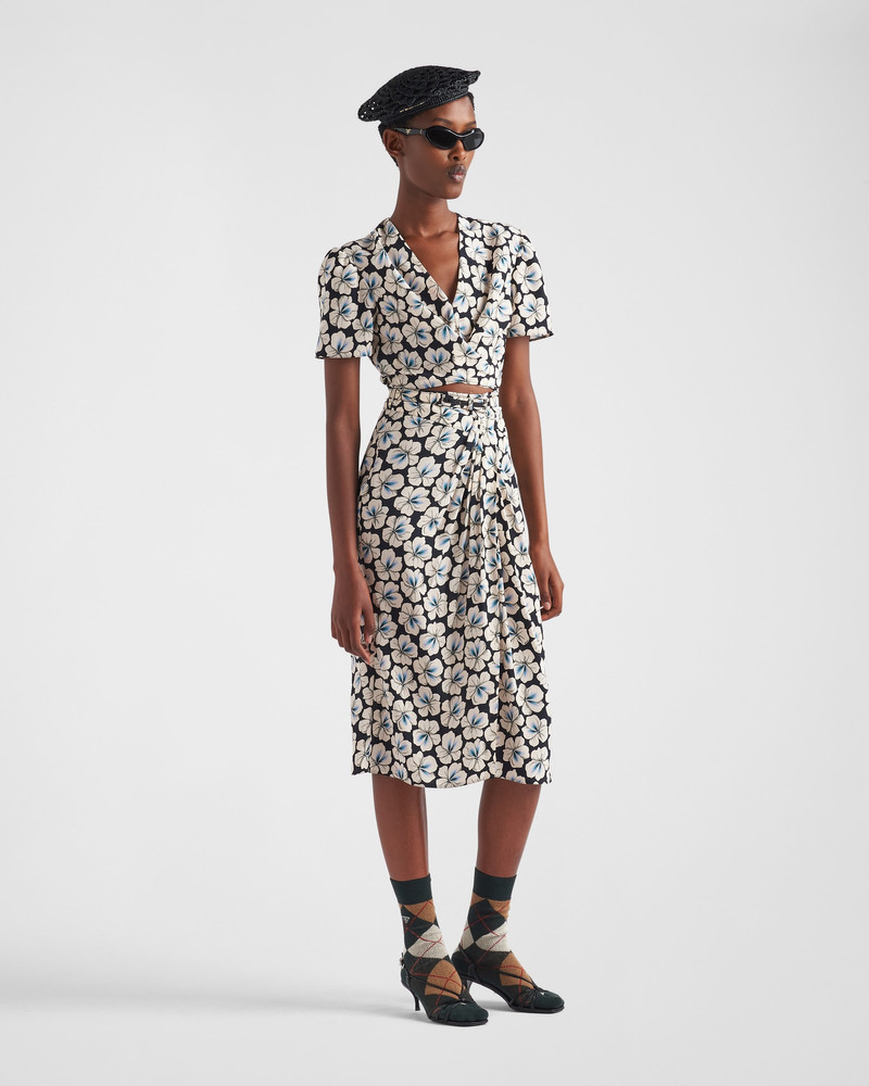 Prada Printed pongee midi-skirt outlook